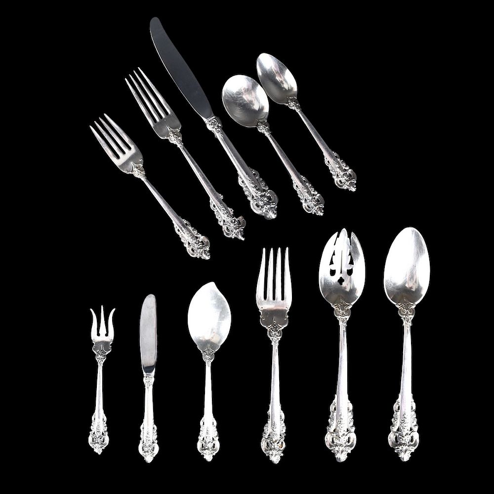 Appraisal: Wallace Grande Baroque Flatware Seventy Seven Pieces Wallace Grande Baroque