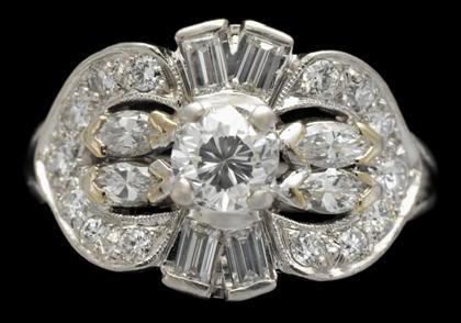 Appraisal: Platinum and diamond ring Round cut diamond approximately carats accented