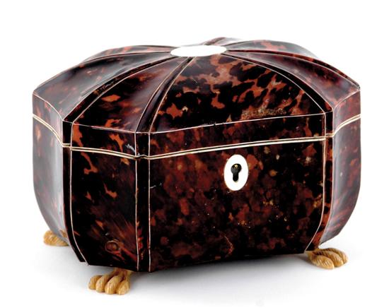 Appraisal: Victorian style inlaid shell tea caddy octagonal form with swelled