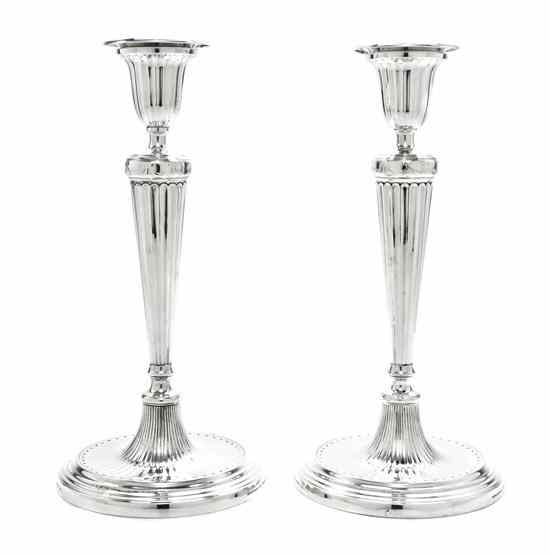 Appraisal: A Pair of American Sterling Silver Candlesticks Tiffany Co each