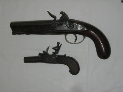 Appraisal: A TRAVELLING PISTOL with barrel proof marked flintlock action full