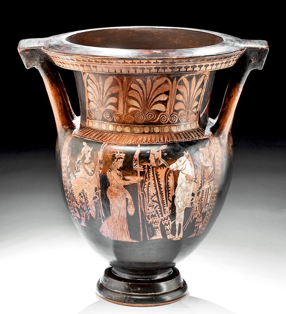 Appraisal: Attic Red-Figure Column Krater by Suessula Painter Ancient Greece Athens