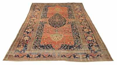 Appraisal: Antique Heriz Carpet Large room size carpet with large medallion