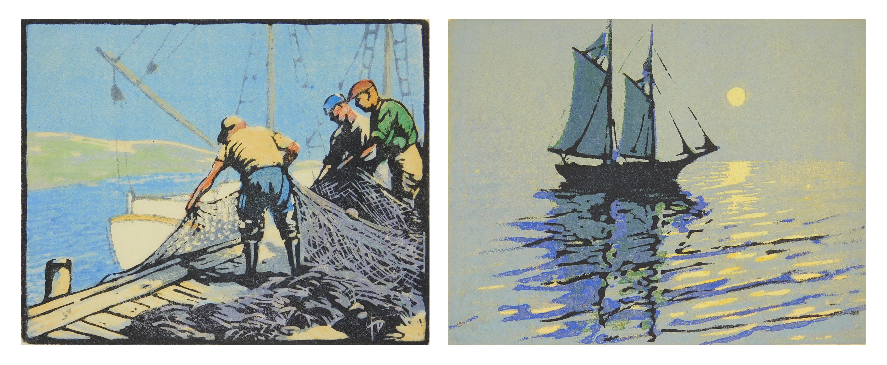 Appraisal: Leo F Dorn - ''Hauling in the Nets''- woodcut in