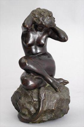 Appraisal: MINUCCI NYMPH WITH SERPENT Bronze impressed signature and dated foundry