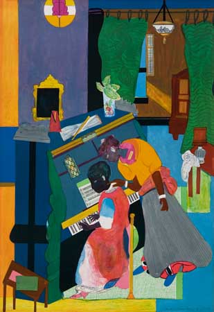 Appraisal: ROMARE BEARDEN - Homage to Mary Lou The Piano Lesson