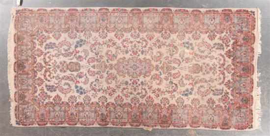 Appraisal: Semi-antique Kerman gallery rug Iran circa x Estimate - Good