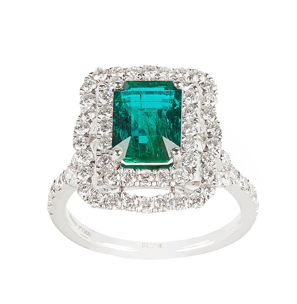 Appraisal: Emerald and Diamond Ring Emerald and diamond ring featuring one