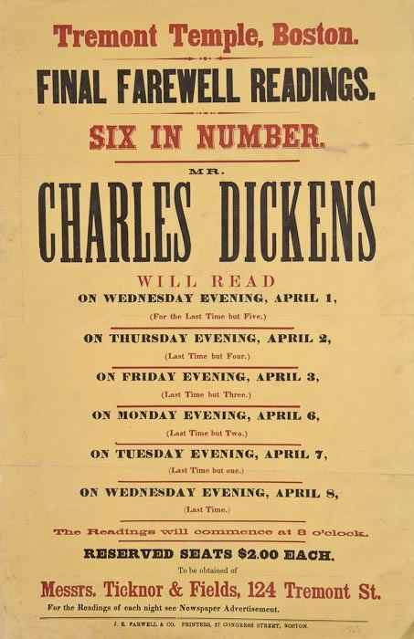 Appraisal: Charles Dickens in America - Tremont Temple Boston Final Farewell