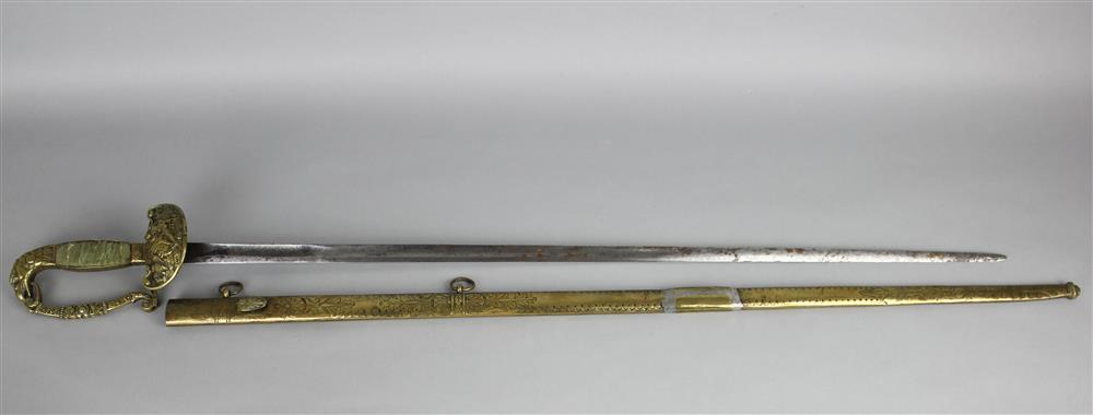 Appraisal: GILT-BRASS AND STEEL ARMY INFANTRY CEREMONIAL SWORD AND SCABBARD Philadelphia