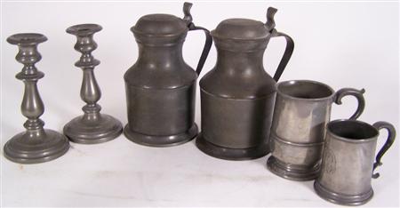 Appraisal: A GROUP OF TH TH CENTURY PEWTER WARES comprising a