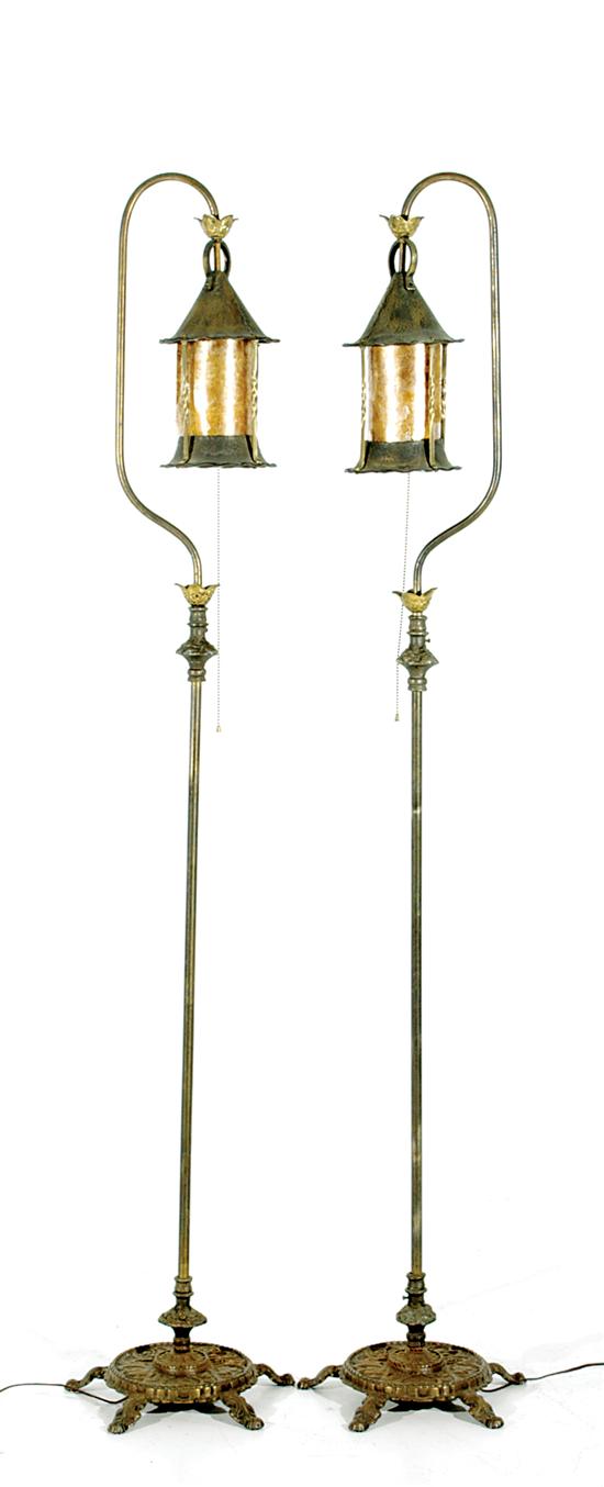 Appraisal: Pair Art Deco floor lamps early th century brass lamps