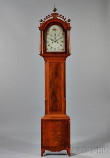 Appraisal: New England Mahogany Tall Clock probably New Hampshire c scrolled-top