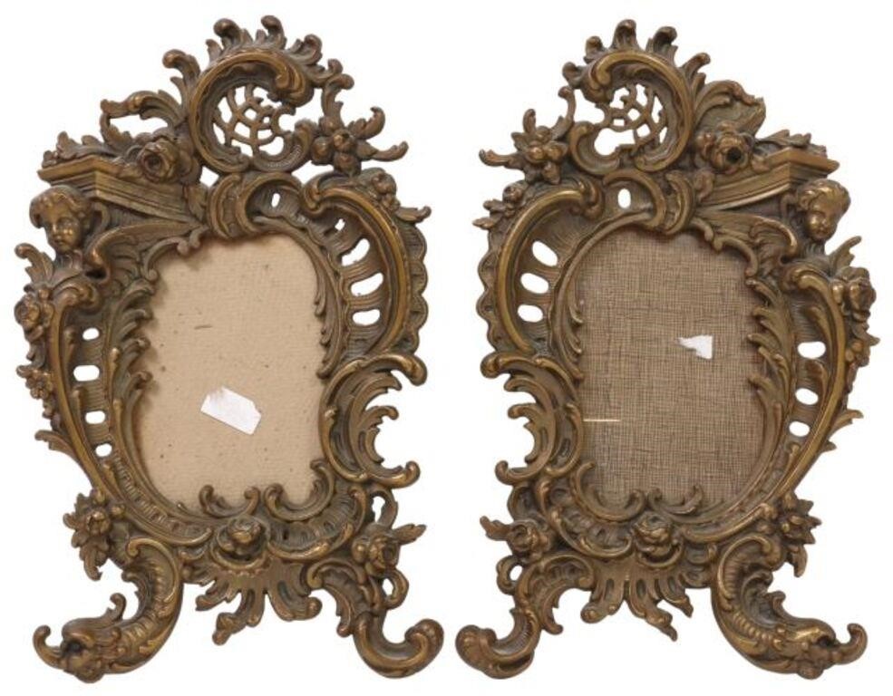 Appraisal: FRENCH LOUIS XV STYLE GILT METAL CHERUB FRAMES pair French