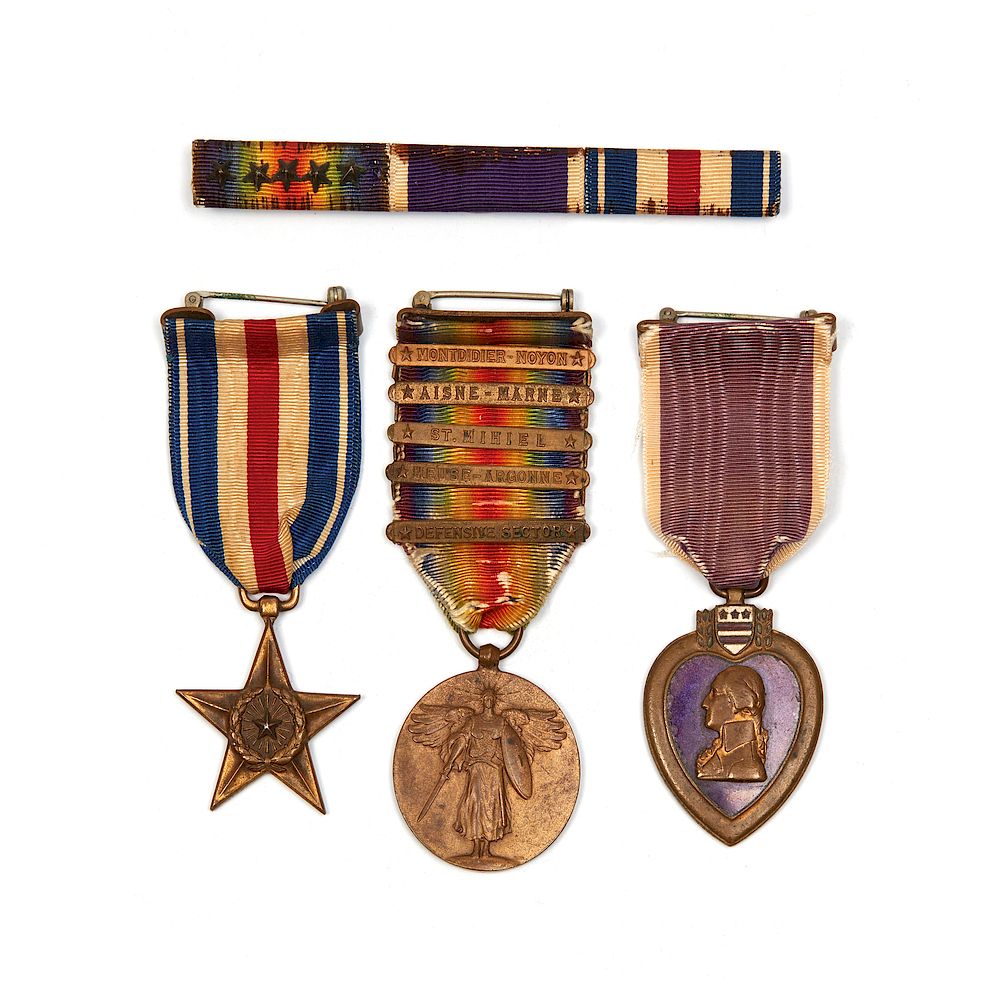 Appraisal: U S WW I Sliver Star Purple Heart Victory Group