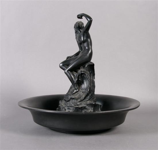 Appraisal: A Wedgwood Basalt Flower Frog and Bowl Diameter inches