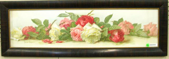 Appraisal: Antique Yard-Long Roses Print artist Paul De Longpry copyright in