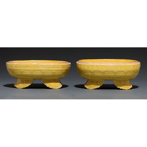 Appraisal: Two Chinese imperial yellow glazed covers for a ceremonial vessel