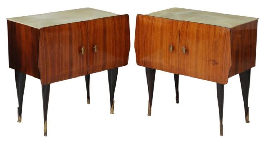 Appraisal: pair Italian mid-century modern rosewood bedside cabinets c s inset