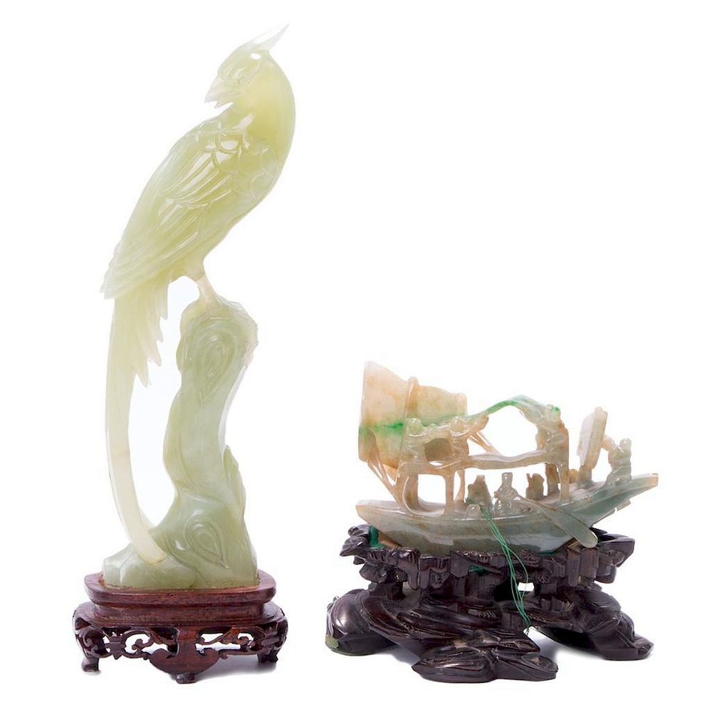 Appraisal: Two Chinese jadeite carvings Two late th early thcentury Chinese