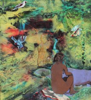 Appraisal: Romare Bearden American - Deep Pool Mecklenburg Collage and lacquer