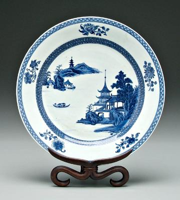 Appraisal: Chinese export blue and white charger Nanking walled courtyard on