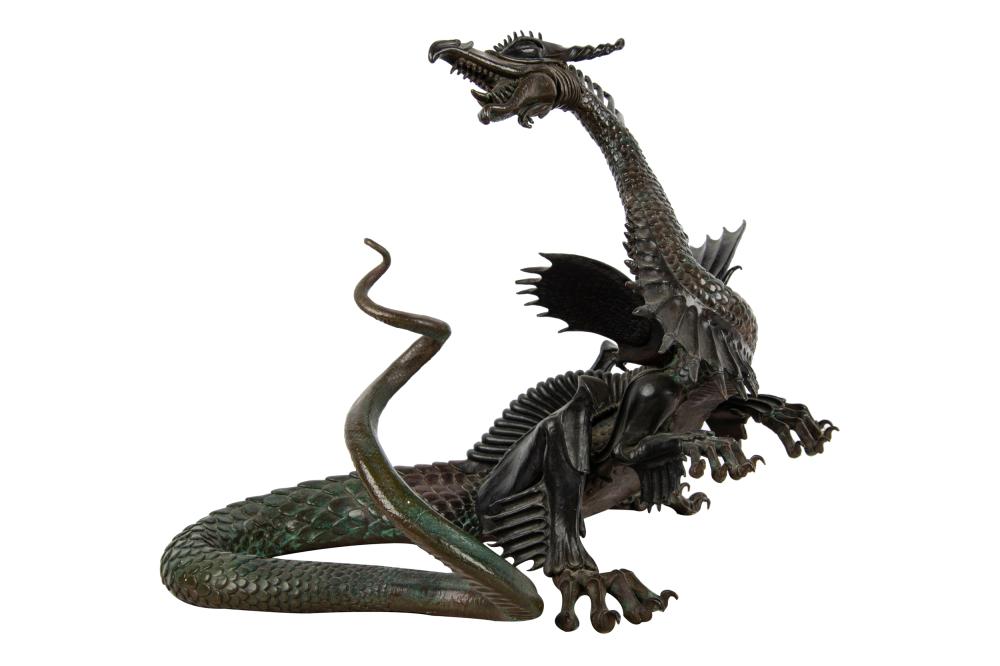 Appraisal: DENNIS THOMPSON TH ST CENTURY DRAGON bronze with green patination