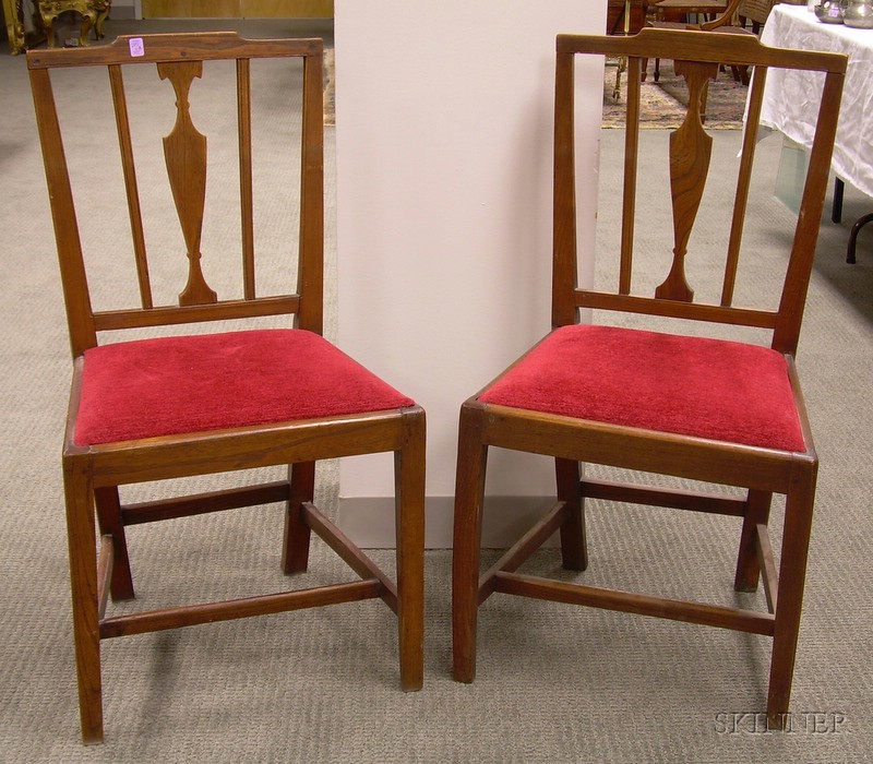 Appraisal: Pair of George III Provincial Elmwood Side Chairs with Upholstered