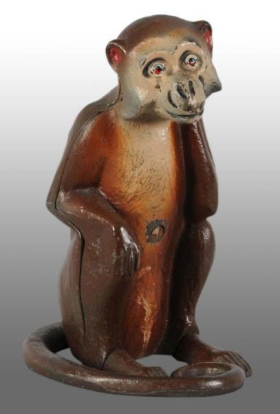 Appraisal: Cast Iron Monkey Doorstop Description Made by Hubley Full-figure Three