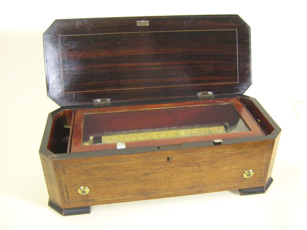 Appraisal: A th Century rosewood Musical Box with inlay to the