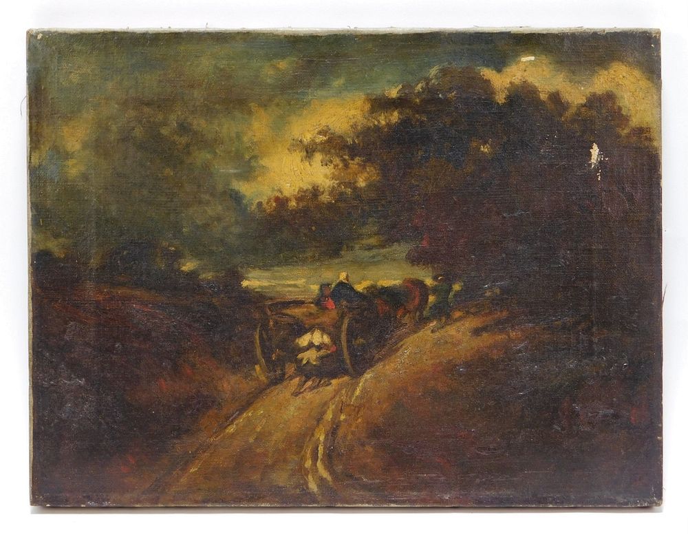 Appraisal: C French Barbizon School Farm Wagon Painting France th Century