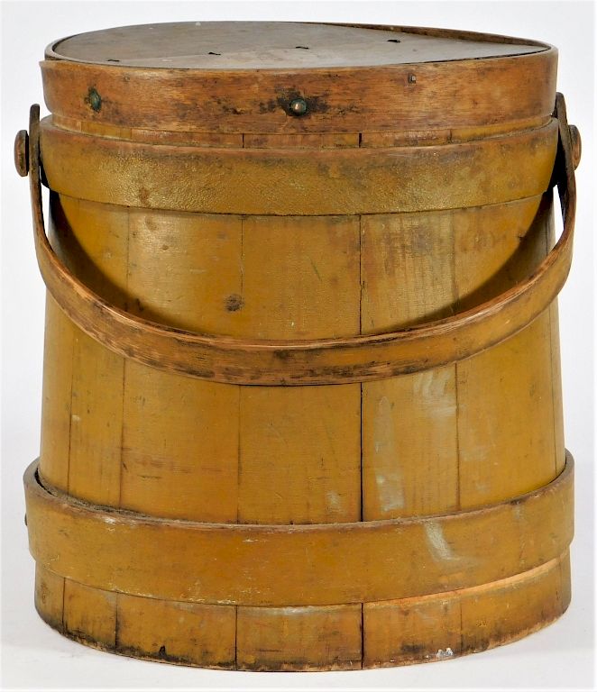 Appraisal: C Wilder Son Hingham Yellow Painted Wood Firkin United States