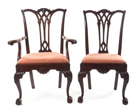 Appraisal: Sale Lot Two Irish Chippendale Style Mahogany Chairs late th