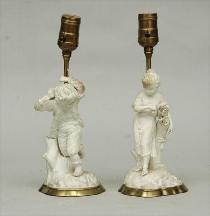 Appraisal: Pair of Porcelain Figural Table Lamps