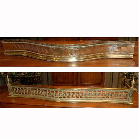 Appraisal: Neoclassical Style Brass Fire Fender Together with a Brass Fire