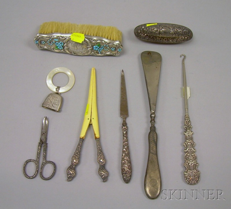 Appraisal: Eight Sterling Silver Vanity Items and Accessories including a sterling