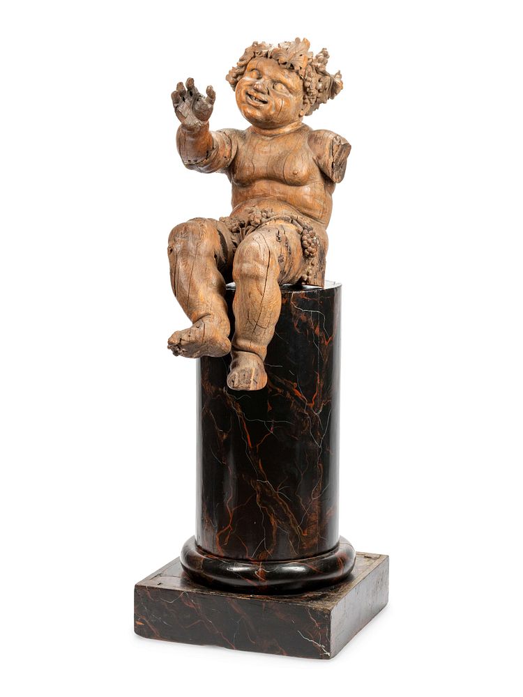 Appraisal: An Italian Carved Wood Figure of Bacchus on a Later