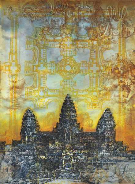 Appraisal: JORG SCHMEISSER - Angkor Wat Plan and Figures etching monoprint