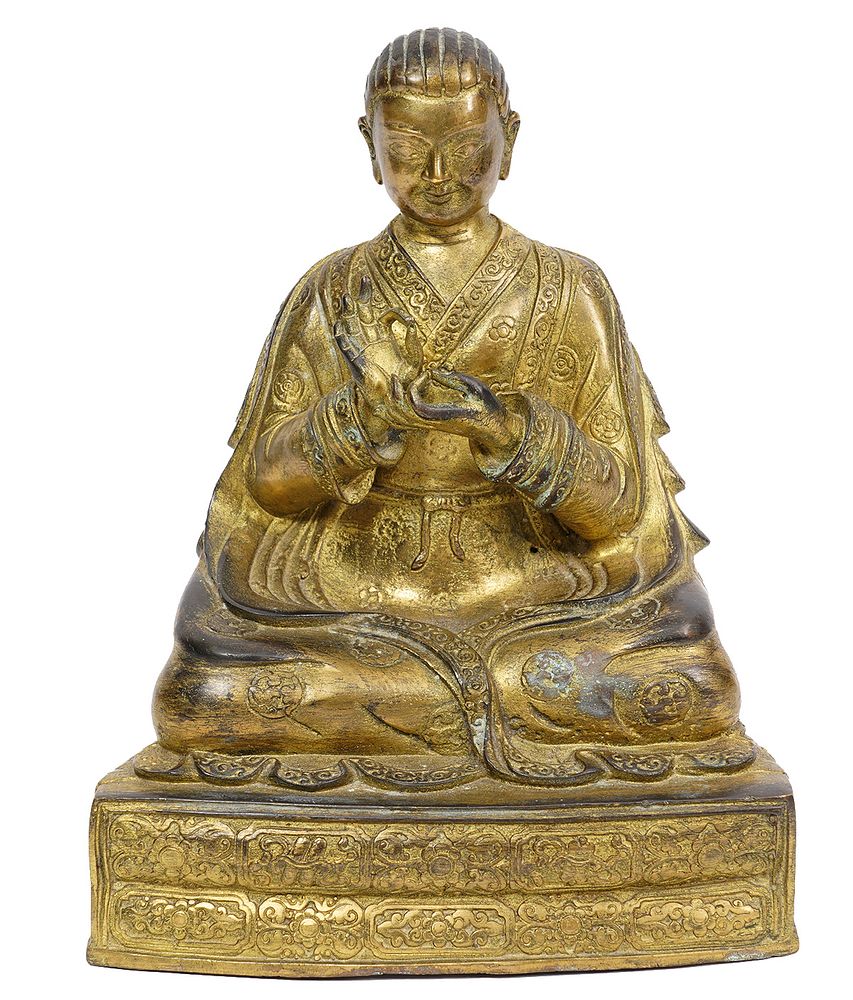 Appraisal: Bronze Figure of 'Teaching Buddha' 'DharmaChakra' Bronze seated figure of