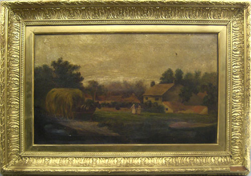 Appraisal: English oil on canvas country landscape th c x