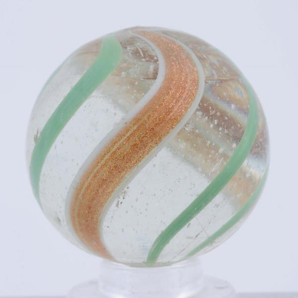 Appraisal: Large Clear Banded Lutz Marble Clear base with mint green