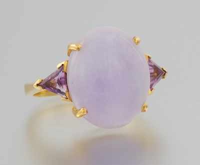 Appraisal: A Ladies' Lavender Jadeite and Amethyst Ring k yellow gold