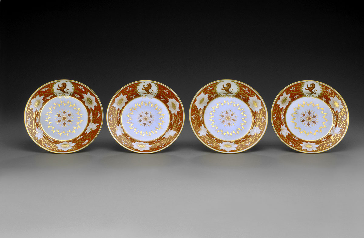 Appraisal: SET OF FOUR CHAMBERLAIN'S WORCESTER PORCELAIN CRESTED PLATES CIRCA -