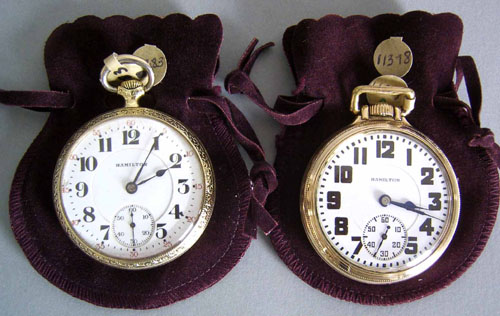 Appraisal: Hamilton -jewel gold filled railroad pocket watch with keystone case