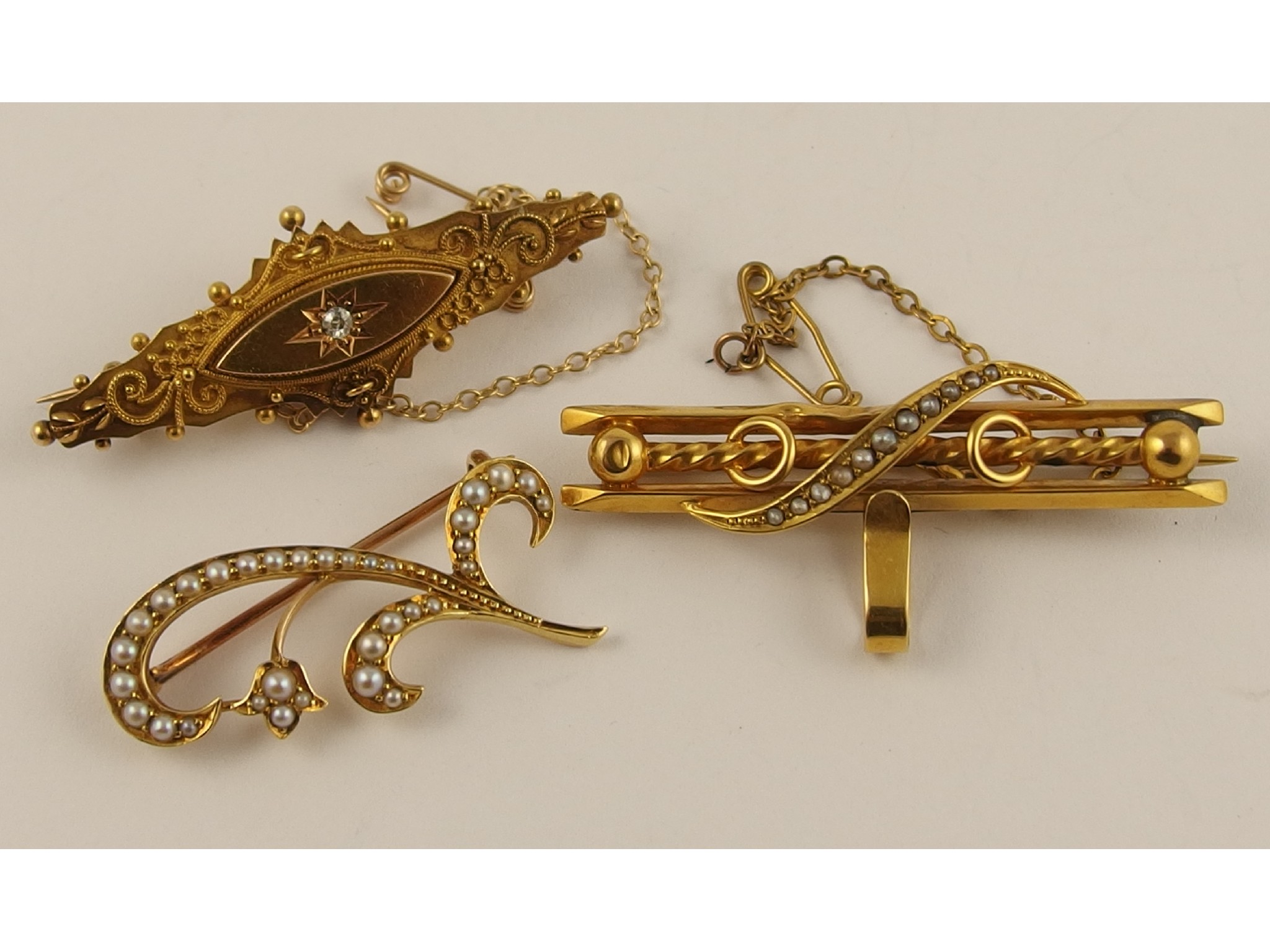 Appraisal: A ct diamond set Victorian brooch and two others