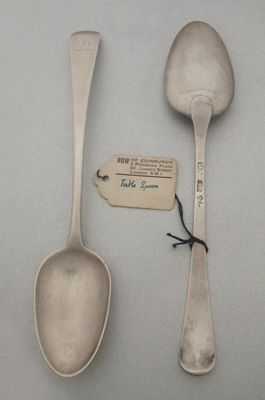 Appraisal: A rare pair of George III Scottish provincial table spoons