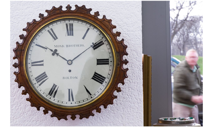 Appraisal: Victorian Oak Wall Clock By Monk brothers Fusee day movement