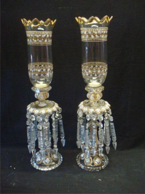 Appraisal: Pair of cut crystal lusters Nice quality possibly th Cent