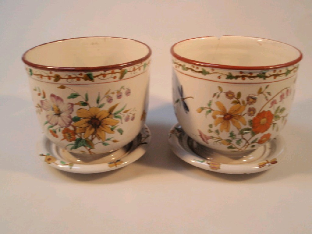 Appraisal: A pair of thC continental faience jardinieres and stands AF