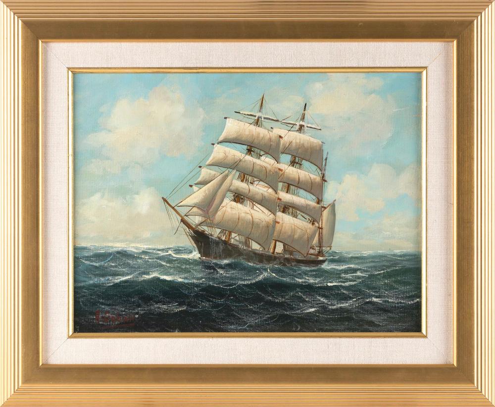 Appraisal: ALFRED GABALI MASSACHUSETTS - FULL-RIGGED SHIP AT SEA OIL ON